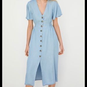 Zara midi denim blue dress